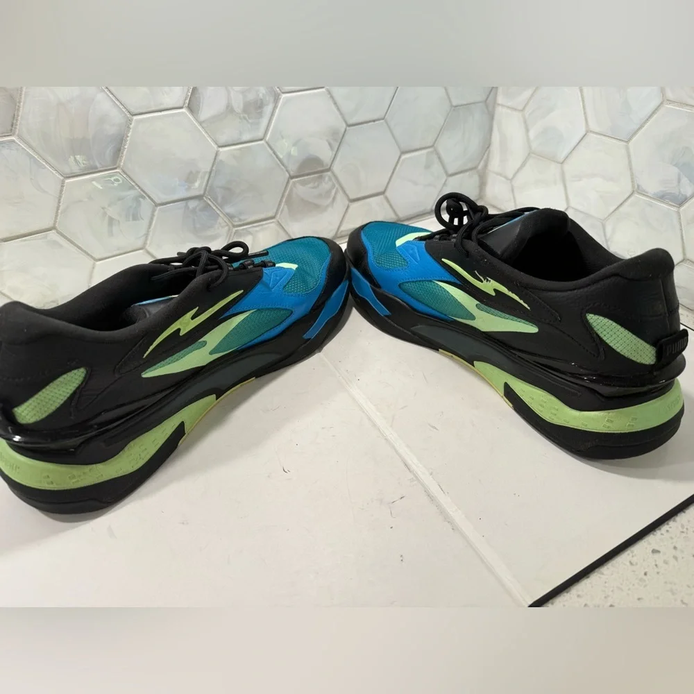 Puma RS-Fast LS Men’s Size 11 Black & Ocean Dive (Blue & Lime Green) EUC